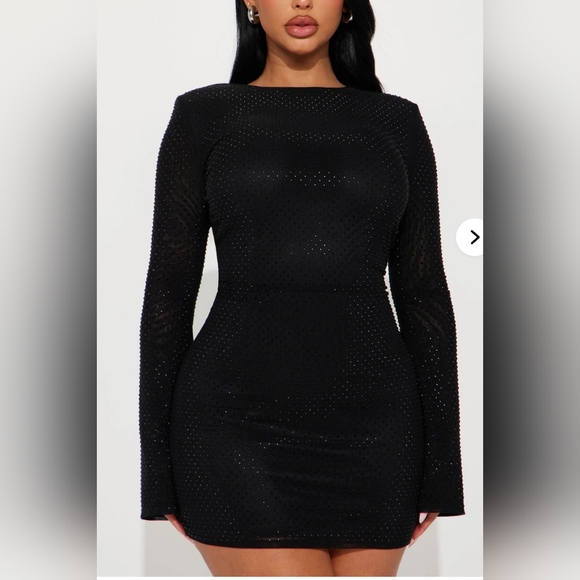 Fashion Nova Sarah Rhinestone Mesh Mini Dress (NWOT) - Picture 1 of 10